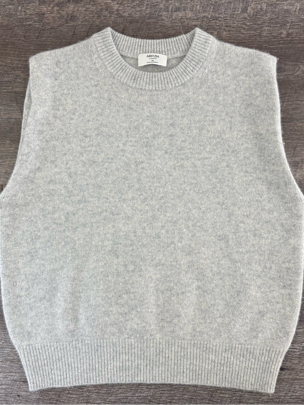 Aritzia Light Gray Cashmere Sleeveless Sweater Vest